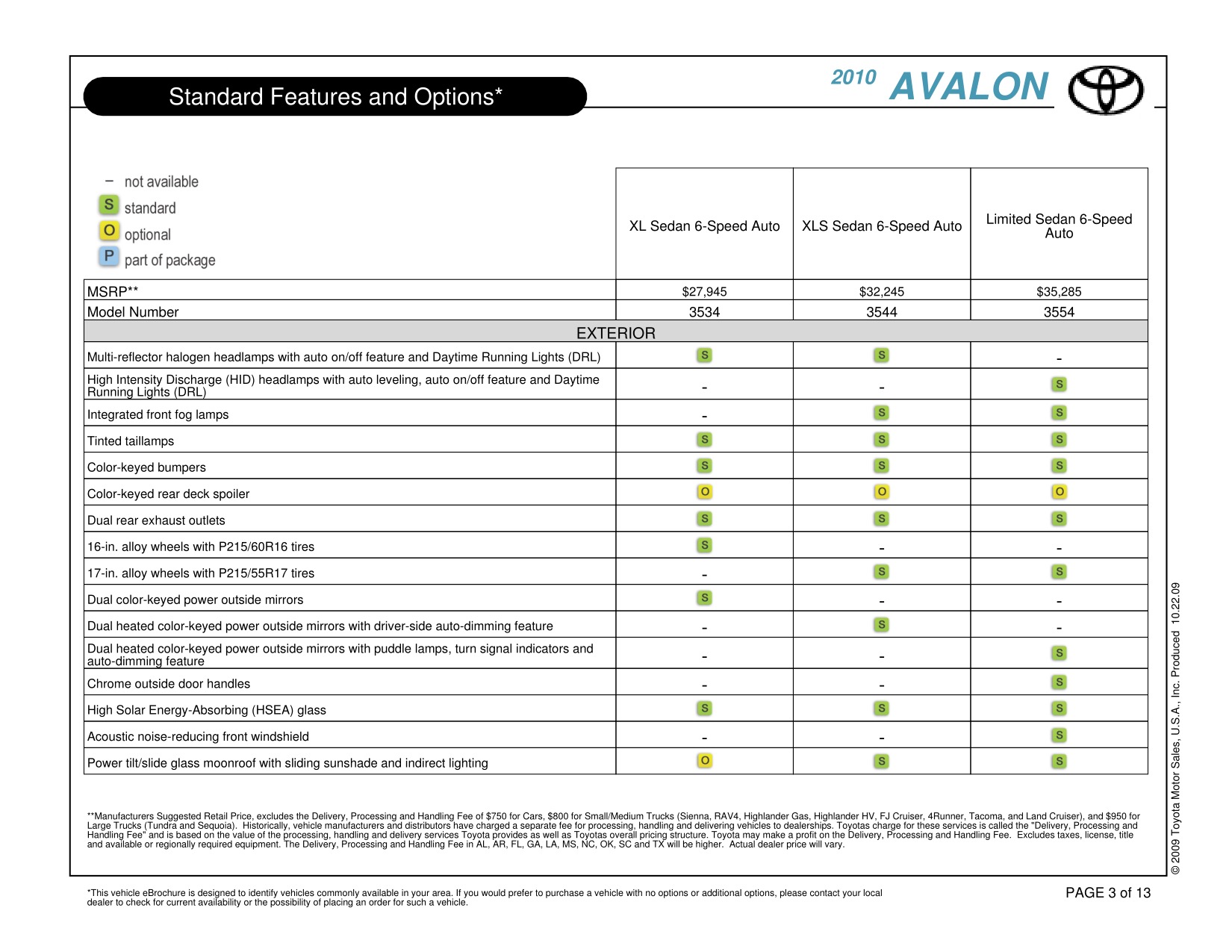 2010 Toyota Avalon Brochure Page 4